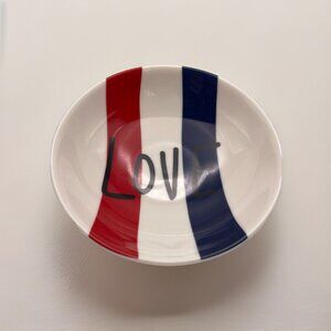 Ellen Degeneres Bowl LOVE Stripe Crafted By Royal Doulton London Red White Blue